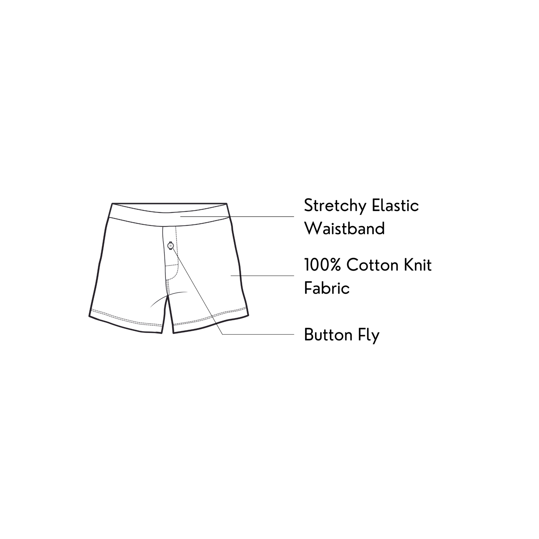 Our boxer shorts feature stretchy, soft and tensile elastic waistband. 100% knit cotton all the way from China and button fly for your comfort. 
